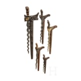 Five Indonesian kerises and a stand, 20th century