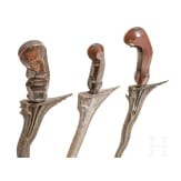 Three Indonesian kerises, circa 1900