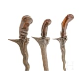 Three Indonesian kerises, circa 1900
