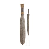 A machete with rattan handle and a kris blade, Borneo, circa 1900