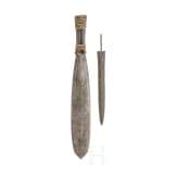 A machete with rattan handle and a kris blade, Borneo, circa 1900