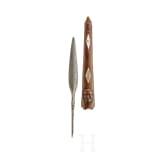 An Indonesian spearhead with bone-inlaid scabbard, 19th century