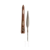 An Indonesian spearhead with bone-inlaid scabbard, 19th century