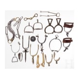 A collection of spurs and stirrups, 18th to 20th century