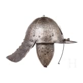 A German lobster-tailed helmet, circa 1630 and later