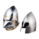 Two helmets, modern collector's replicas in the style of the 14th and 15th century