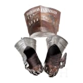 A visor and a pair of gauntlets, collector's replica in the style of the 16th century