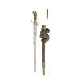 A German silver-mounted hunting hanger, circa 1820