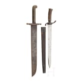 A hunting hanger, 19th century, and an Austrian fascine knife M 1853