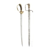 A German hunting sword and hunting hanger, 18th century