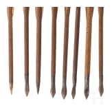 Eight German crossbow bolts, 15th/16th century