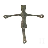 Corpus Christi aus Bronze von einem kleinen romanischen Kruzifix, 11. - 12. Jhdt.