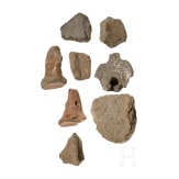 Gruppe von acht Terrakotta-Köpfchen, Mittelamerika, präkolumbisch