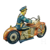 Polizei-Motorradfahrer von Marx Toys mit Aufziehschlüssel