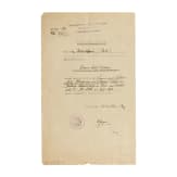 A receipt for the return of a Knight's Cross of the Franz Josef Order, 1926