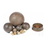A collection of cannon balls, 17th to 20th century