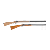 Two percussion rifles, replicas in the style of the "Hawken Rifle"