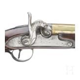 A cased pair of percussion pistols with brass barrels by Bennett in London, circa 1790