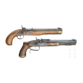 Two percussion pistols, Spanish replicas in cal. .45