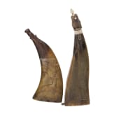 Two German powder flasks, 18th century