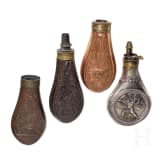 Four French primer flasks, circa 1830
