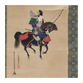 Zwei japanische Kakemono-Rollbilder mit Samurais, Edo-/Meiji-Zeit