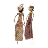 Zwei Wayang-Golek-Marionetten, Indonesien, Mitte 20. Jhdt.