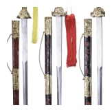 Three large Chinese ceremonial swords, 20th century