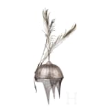 Silber- und goldtauschierter Helm und Schild, Nordindien (Lahore), 1. H&auml;lfte 19. Jhdt.