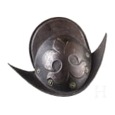 Schwarzwei&szlig;er Morion mit Lilienmotiv, deutsch, um 1600
