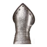 Ein Paar Panzerhandschuhe mit ge&auml;tztem Dekor, Frankreich oder Italien, um 1600
