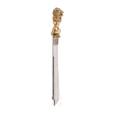 Gro&szlig;es jagdliches Messer mit feuervergoldetem L&ouml;wengriff, Venedig, um 1600