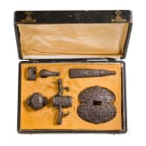 Bedeutende sechsteilige Degenmontierung mit feinem Eisenschnitt, deutsch oder fl&auml;misch, um 1660