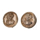 G&uuml;rtelgarnitur aus Silber, sasanidisch, sp&auml;tes 6. - fr&uuml;hes 7. Jhdt.