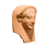 Protome eines Frauenkopfes aus Ton, archaisch, 2. H&auml;lfte 6. Jhdt. v. Chr.