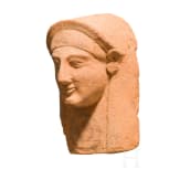 Protome eines Frauenkopfes aus Ton, archaisch, 2. H&auml;lfte 6. Jhdt. v. Chr.