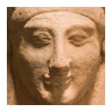 Protome eines Frauenkopfes aus Ton, archaisch, 2. H&auml;lfte 6. Jhdt. v. Chr.