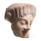 Antefix aus Ton mit Bemalungsresten, etruskisch, sp&auml;tes 6. Jhdt. v. Chr.