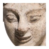 Antefix aus Ton mit Bemalungsresten, etruskisch, sp&auml;tes 6. Jhdt. v. Chr.