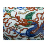 Doppelk&uuml;rbis-Wucai-Vase mit Jiajing-Sechszeichenmarke, China, 20. Jhdt.