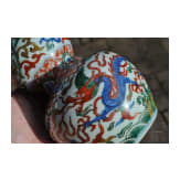 Doppelk&uuml;rbis-Wucai-Vase mit Jiajing-Sechszeichenmarke, China, 20. Jhdt.