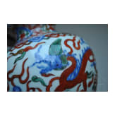 Doppelk&uuml;rbis-Wucai-Vase mit Jiajing-Sechszeichenmarke, China, 20. Jhdt.