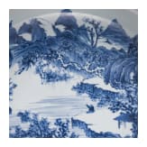 Gro&szlig;e blau-wei&szlig;e Schale mit Landschaftsszenerie, China, wohl Kangxi-Periode