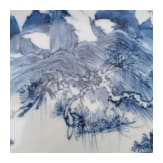 Gro&szlig;e blau-wei&szlig;e Schale mit Landschaftsszenerie, China, wohl Kangxi-Periode
