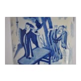 Gro&szlig;e blaue-wei&szlig;e Vase mit Soldatenszene, China, wohl Kangxi-Periode (18. Jhdt.)