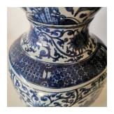 Gro&szlig;e blau-wei&szlig;e Doppelk&uuml;rbisvase, China, wohl Wanli-Periode