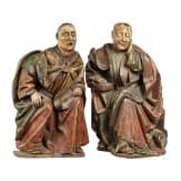 Zwei M&ouml;nche, polychrom gefasstes Holz, Macao/China, 18. - 19. Jhdt.
