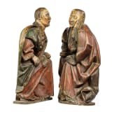 Zwei M&ouml;nche, polychrom gefasstes Holz, Macao/China, 18. - 19. Jhdt.