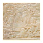 Fein geschnitzte Perlmutt-Tabatiere, chinesische Exportarbeit, um 1800