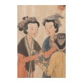 "Hofdamen des ehemaligen Shu-Staates" nach Tang Yin, Aquarell, China, 19. Jhdt.